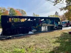 Bus carrying UMass Lowell students catches fire