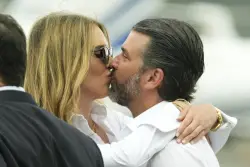 Donald Trump Jr. and girlfriend Bettina Anderson can’t resist excessive PDA before President Trump’s arrival